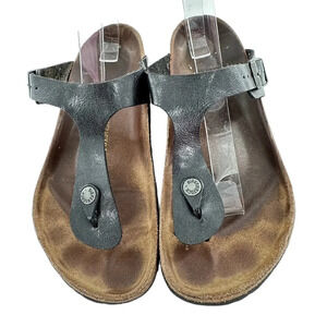 Birkenstock Gizeh sandals size 39 L8 M6 black leather thong minimalist bohemian